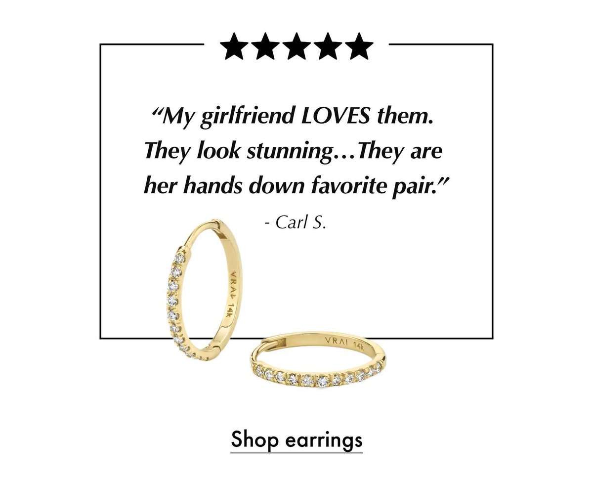 “My girlfriend LOVES them. They look stunning…They are her hands down favorite pair.”  Carl S. Shop earrings