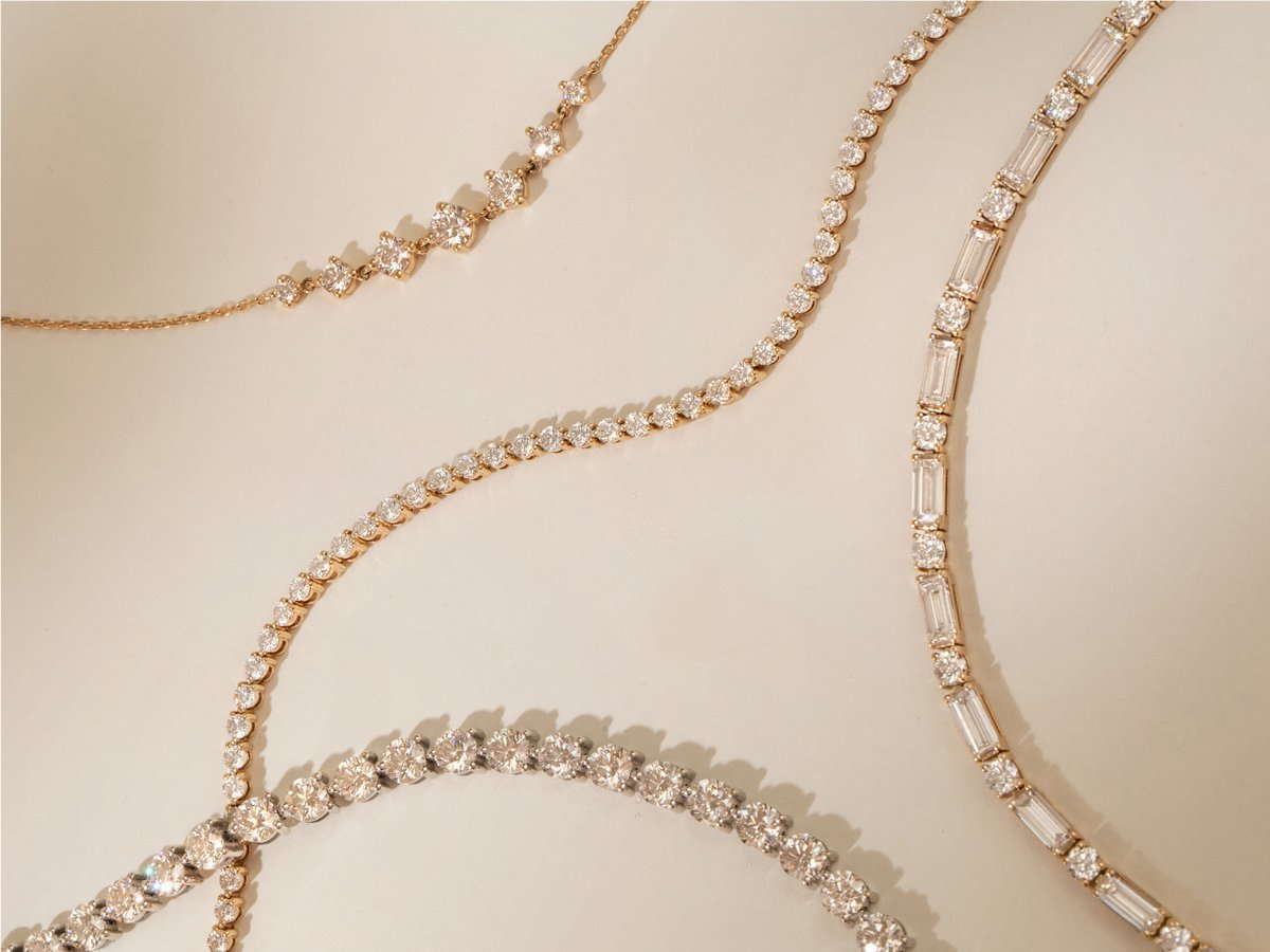 Tennis bracelets and necklaces featuring VRAI created diaomdns