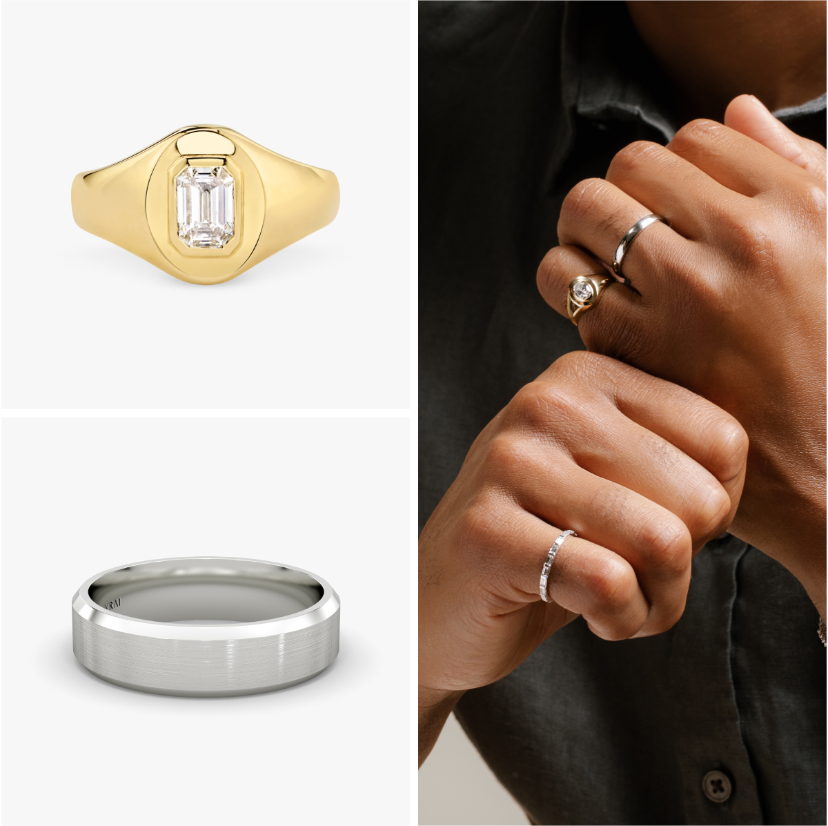 Image of bands and rings with VRAI created diamonds