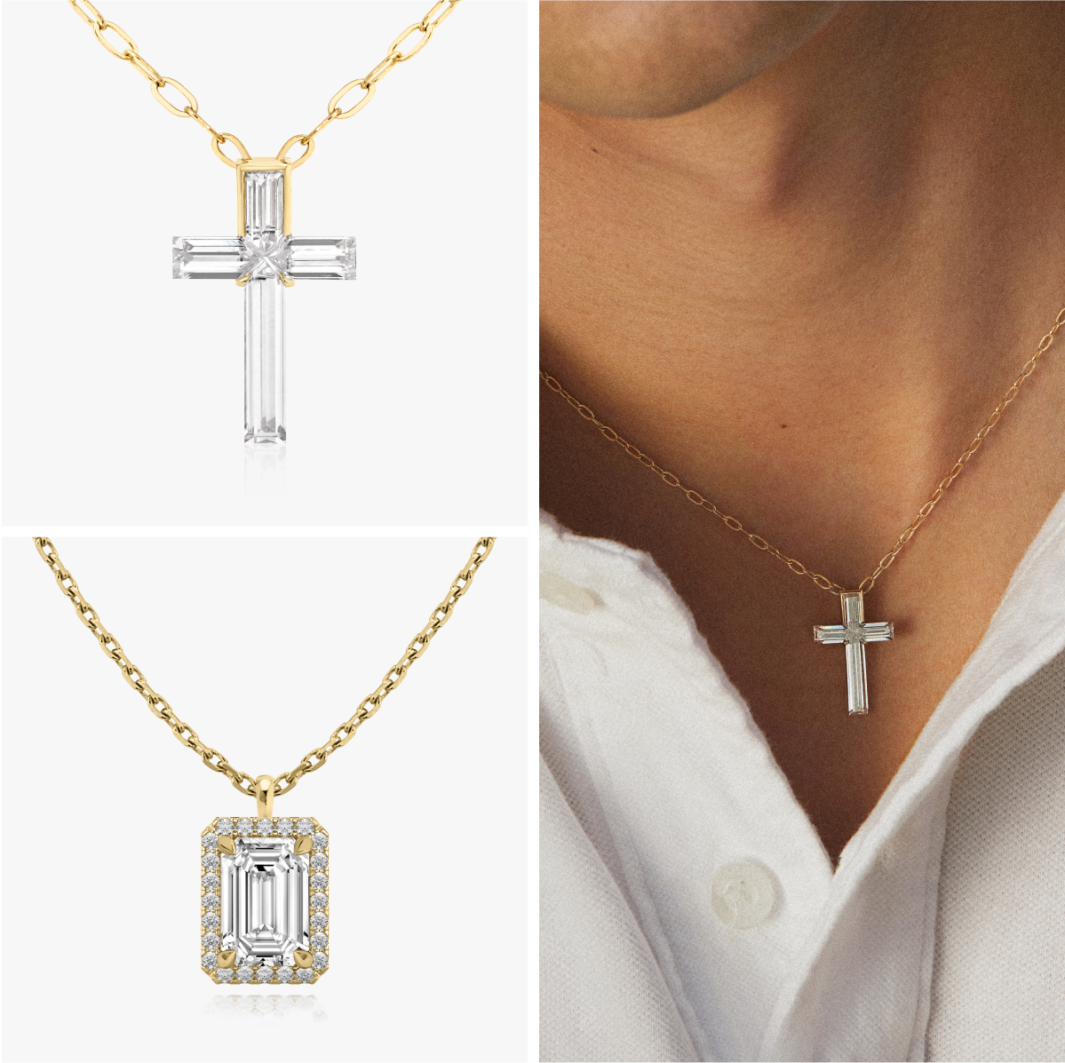 Image of necklaces with VRAI created diamonds