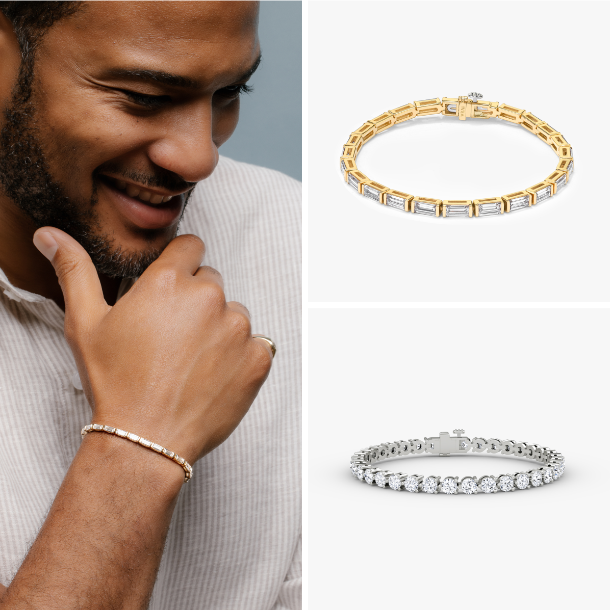 Image of bracelets with VRAI created diamonds