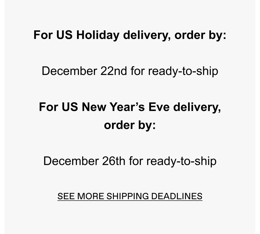 Holiday cutoff & shipping deadlines