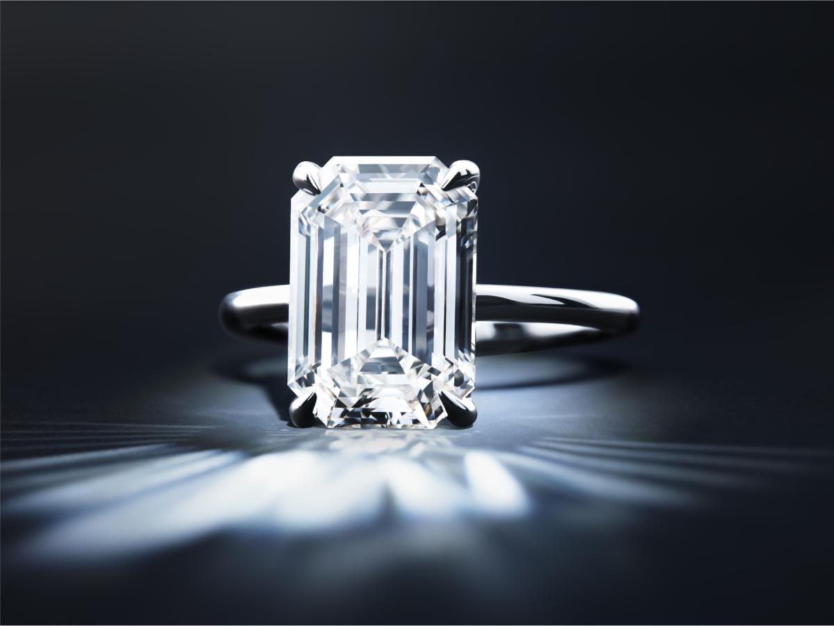 Image of engagement ring featuring VRAI created diamond