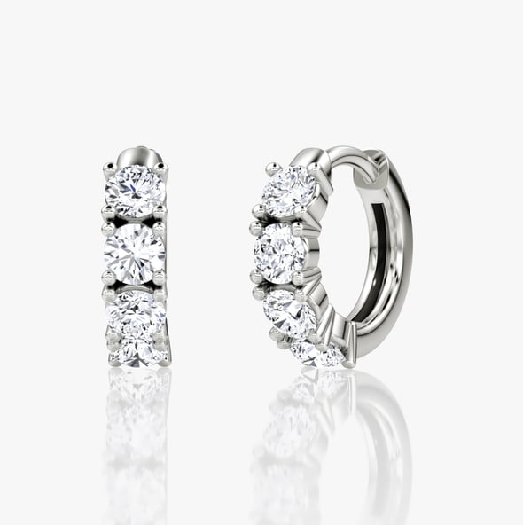 Half Eternity Huggie Hoop White Gold