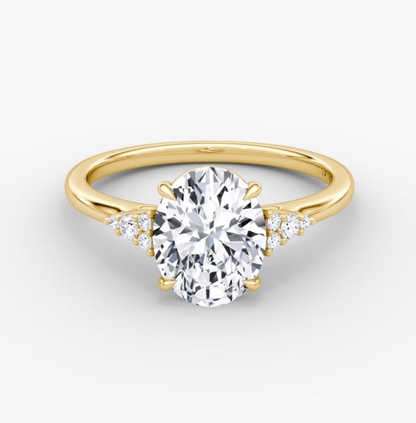 The Side Cluster Cathedral Oval Engagement Ring