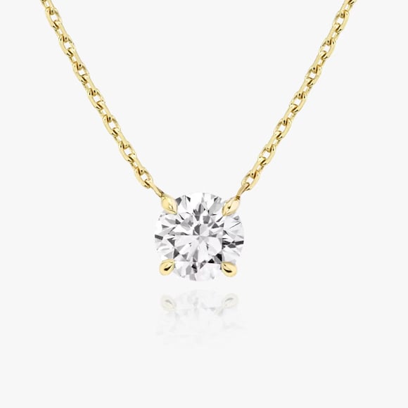 Solitaire Necklace - Round - YG