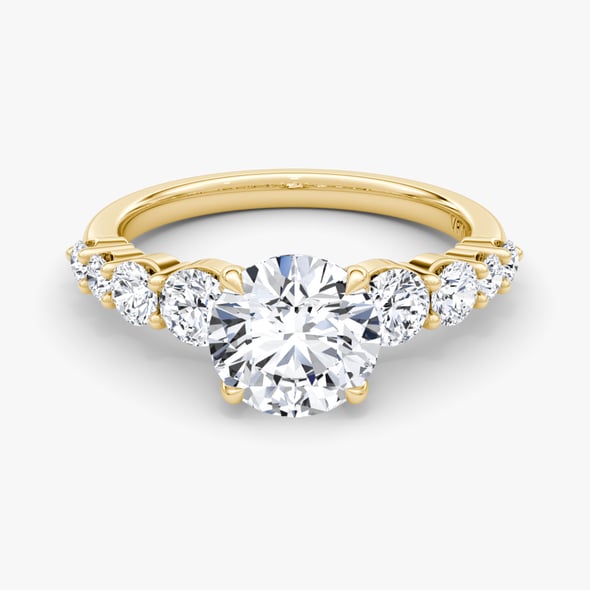 Graduated Band Round Brilliant Ring - YG