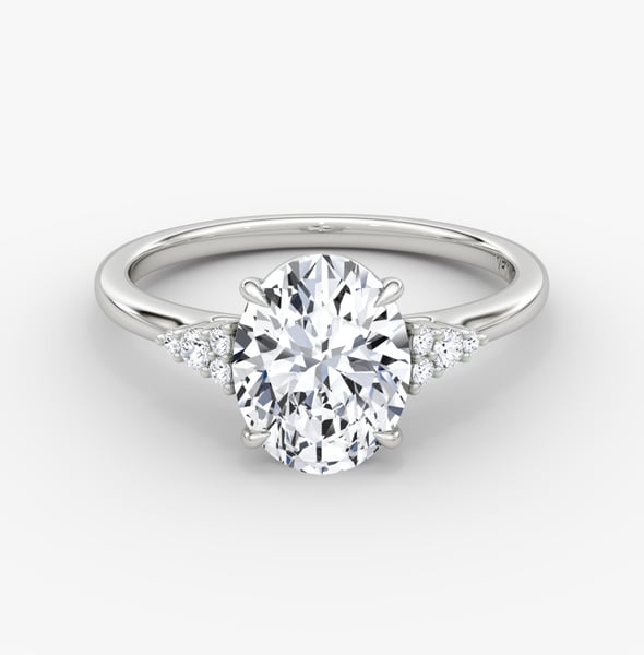 Side Cluster Cathedral Ring Oval - WG
