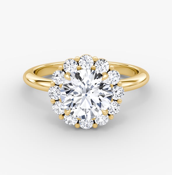 Signature Floral Halo Round Brilliant Ring - YG