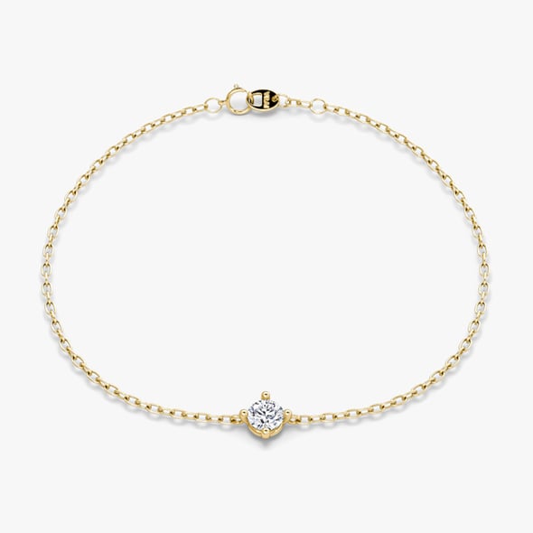 Petite Solitaire Bracelet - Round Brilliant - YG