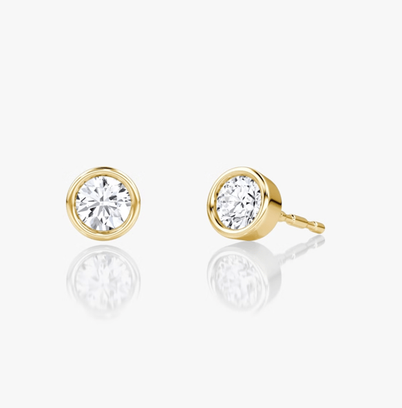 Bezel Solitaire Stud Round Brilliant - YG