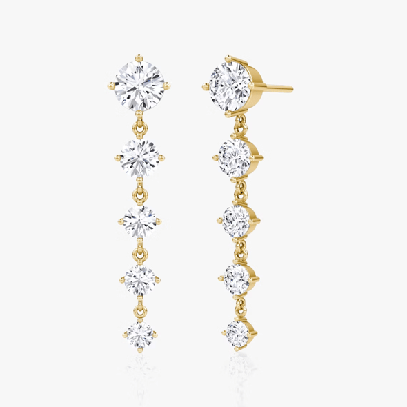 Dramatic Drop Tennis Earring - YG