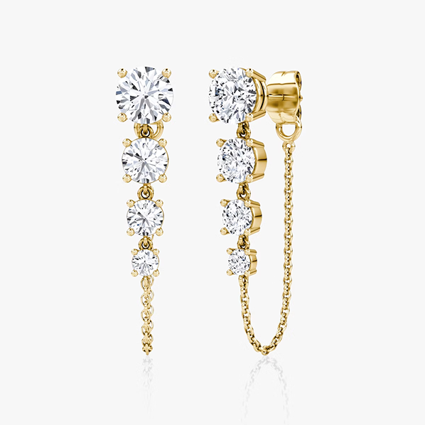 Linked Tennis Earrings - YG - 1.6ct
