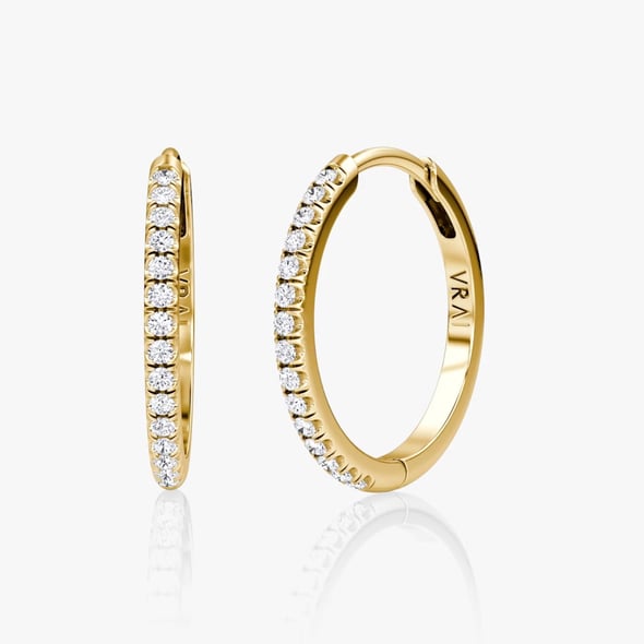 Pave Huggie Hoops 15mm - YG