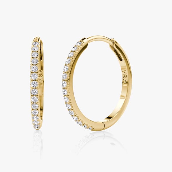 Pave Huggie Hoops 18mm - YG