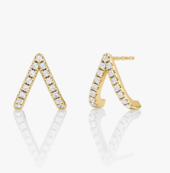 Reversed V Pave Huggie - YG