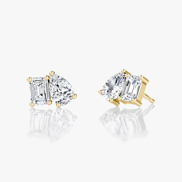 Toi et Moi Emerald and Pear Stud - YG