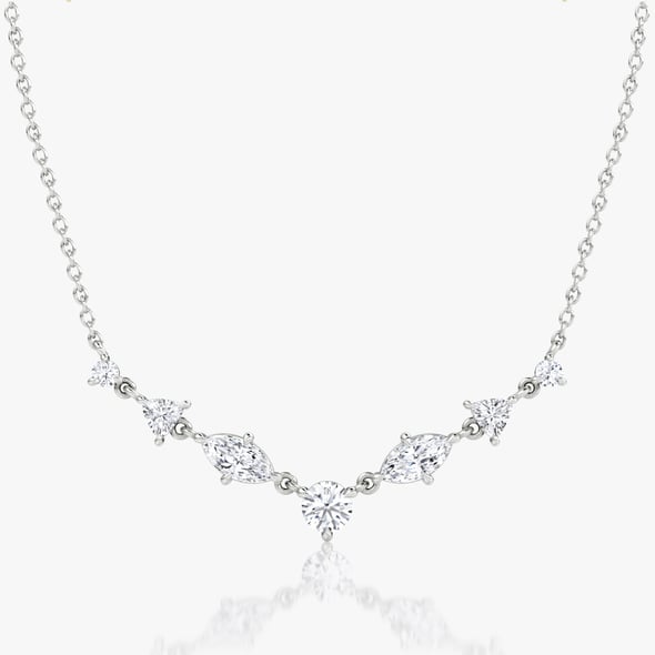 Mixed Shape Linked Tennis Necklace - WG