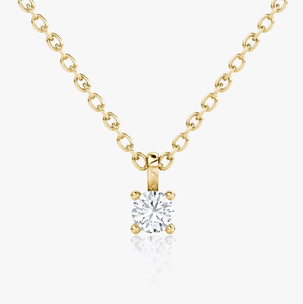 Petite Solitaire Pendant - Round - YG