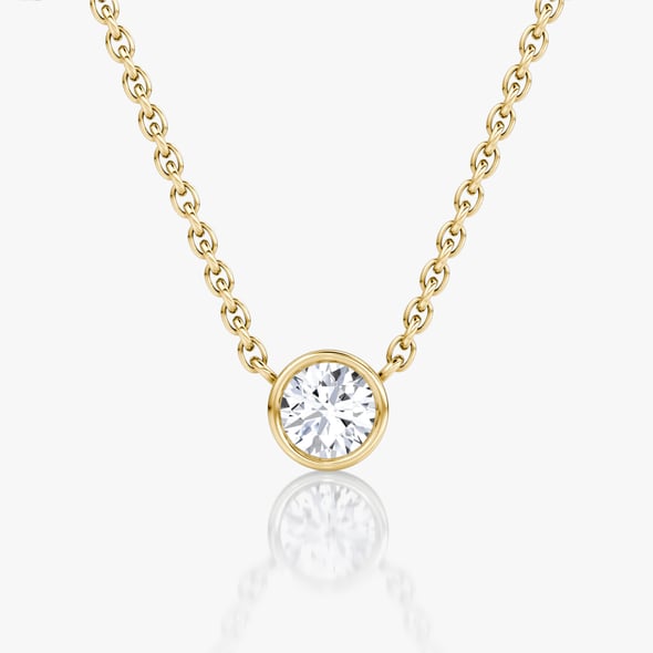 Round Solitaire Bezel Necklace .10ct - YG