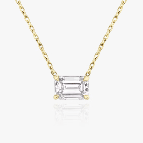 Solitaire Necklace - Emerald - YG