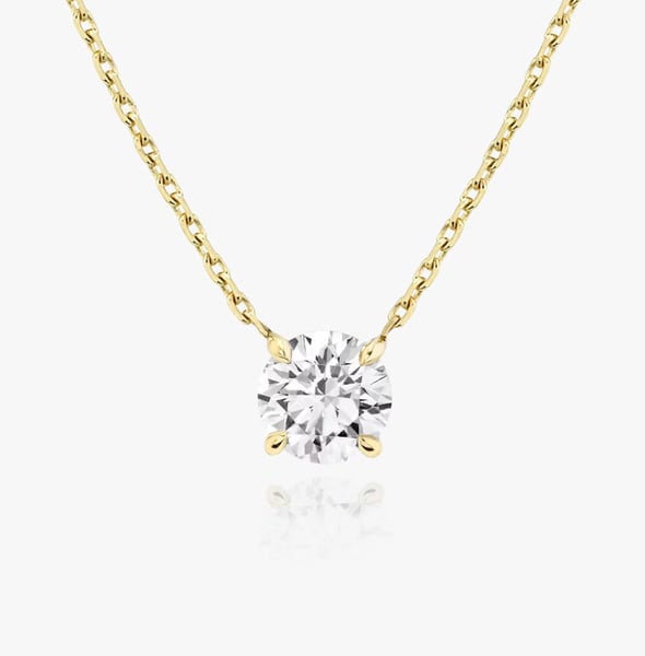 Solitaire Necklace - Round - YG