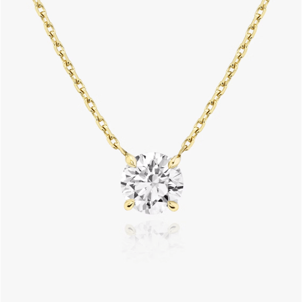 Solitaire Necklace - Round - YG