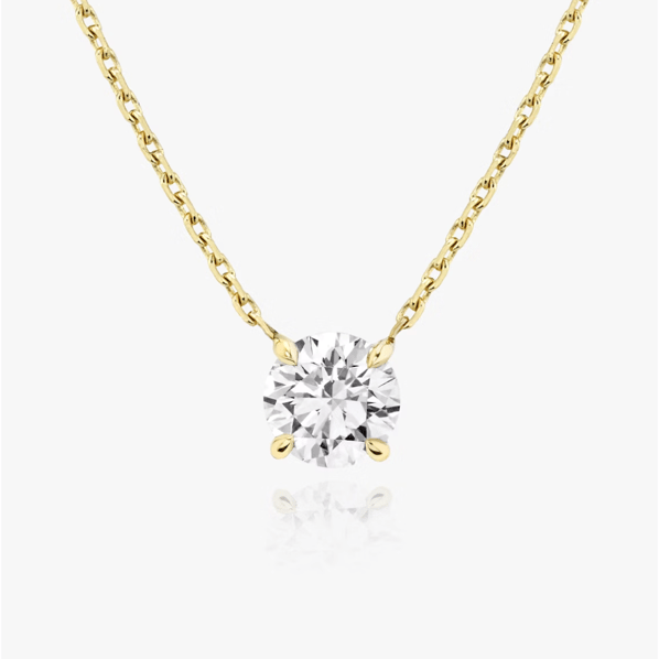 Solitaire Necklace - Round - YG