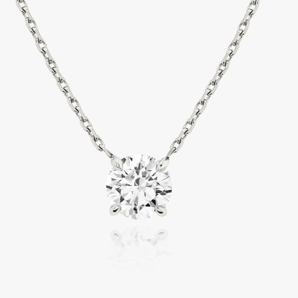 Solitaire Necklace Round Billiant - WG