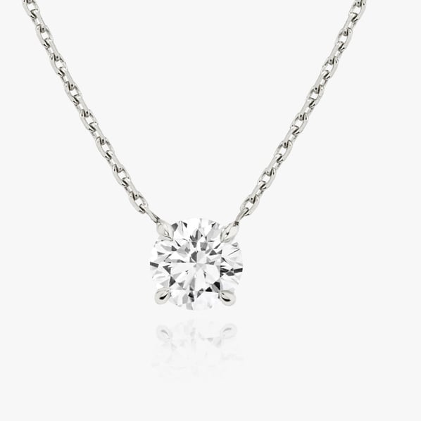 Solitaire Necklace Round Billiant - WG