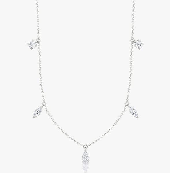 Floating Mixed Shape Necklace White Gold