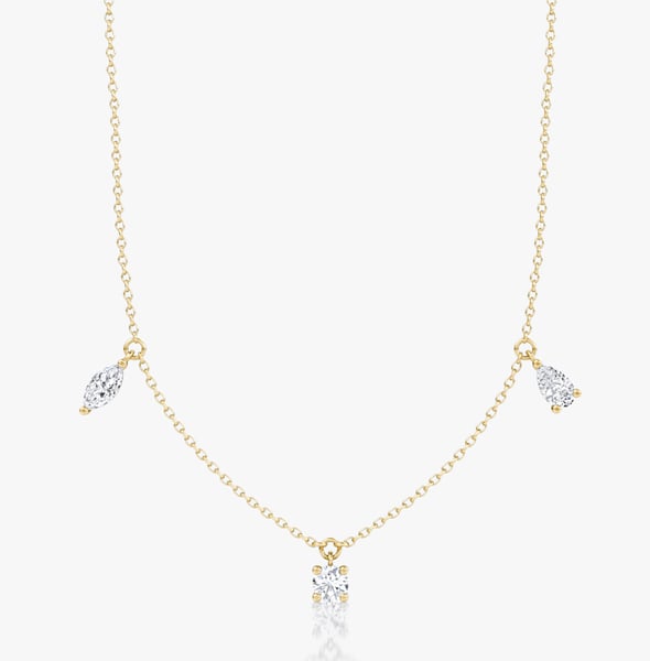 Floating Mixed Shape Necklace Yellow Gold